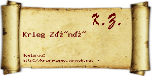 Krieg Zénó névjegykártya